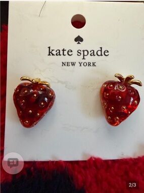 kate spade Red Enamel Strawberry Stud Earrings